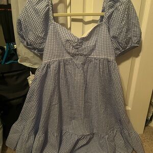 SHEIN Blue Gingham Casual Dress